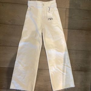 Zara Marine Straight Pants Off White Size 2 New With Tags